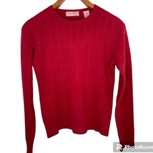 Glensheil Cashmere Women's Ribbed Crew Neck Sweater Red